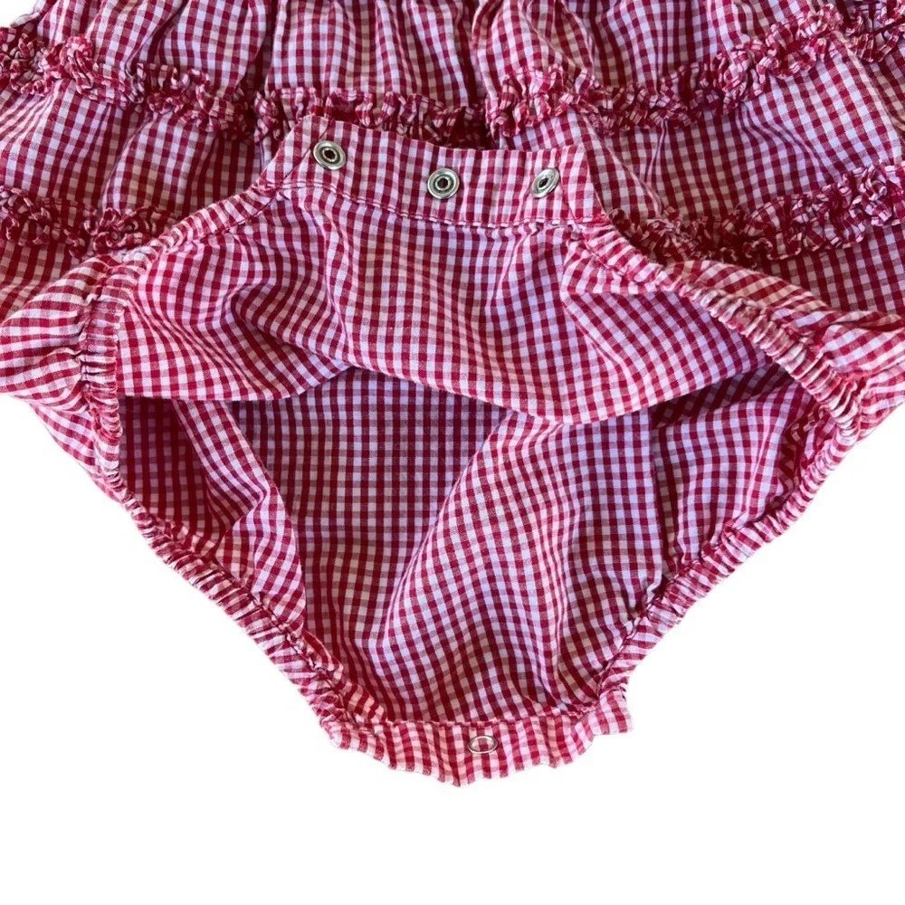 Vintage Gymboree Red Gingham Girl Sweetheart Bubble Romper Sleeveless 3-6 Mos
